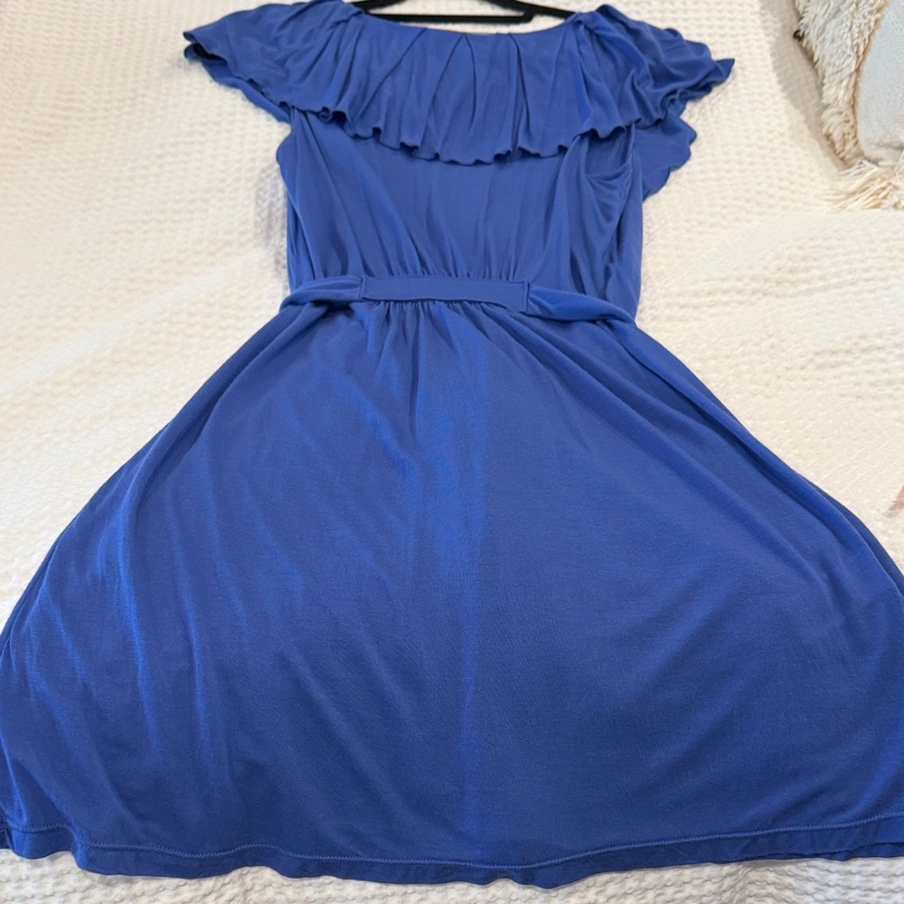 BCBGMaxAzria Blue Ruffle Mini Dress - Picture 9 of 9